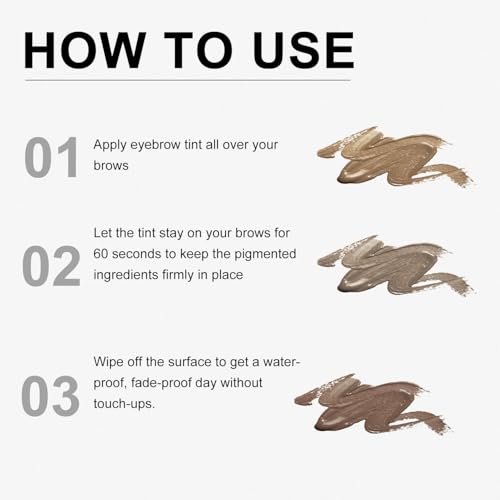 QueenDiary Eyebrow Stain Long Lasting Eyebrow Makeup Smudge-proof Eyebrow Gel Waterproof Transfer-proof Vegan Cruelty-free Eyebrow Gel (Black Brown)