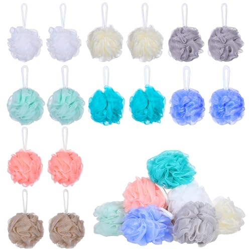40 Pack Loofah Sponge Bath Sponge Shower Loofah Mesh Shower Ball Bath Pouf Wash Body Puff for Women Men