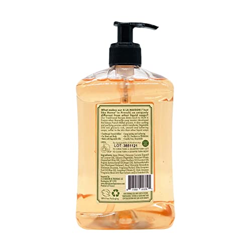 A LA MAISON French Liquid Hand Soap, Provence Lemon - Natural Hand Wash Made with Essential Oils - Biodegradable, Plant-Based, Vegan, Cruelty-Free, Alcohol & Paraben Free (16.9 oz, 1 Pack)