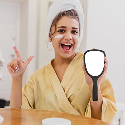 Namalu 60 Pcs 7.08 x 3.14 Inch Hand Handheld Mirror with Handle Plastic Compact Travel Makeup Cosmetic Mirror Small Personal Portable Hand Held Mirror for Home Vanity Camping (Black)