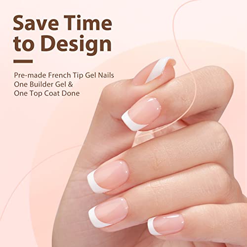 BTArtboxnails Soft Gel Nail Tips Builder Gel - Extra Short Square French Tip Press on Nails XCOATTIPS 15ML