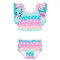 RuffleButts Girls UPF50+ Sun Protection One Shoulder Ruffle Tankini Two Piece Swimsuit