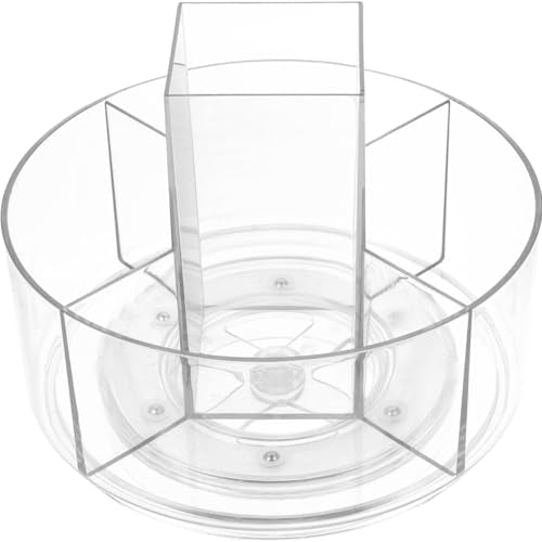 balacoo 360 Rotatable Desktop Cosmetics Rack Multi-Layer Makeup Organizer Storage Box for Vanity Bathroom Countertop Clear Cosmetic Display Holder 6.88X6.88X6.10In