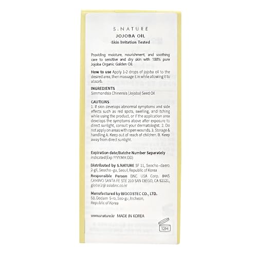 S.NATURE JOJOBA OIL 30ml£üMoisturizing, Nutrition, Multi-Purpose Oil for Face, Hair and Body£ü1.01Fl Oz