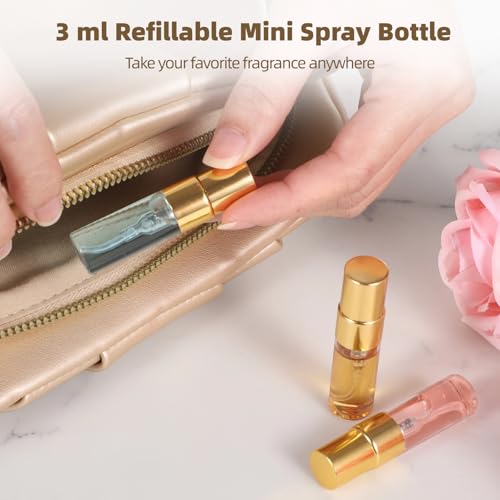 50 PCS Refillable Spray Containers, 3 ml Clear Glass Spray Bottles Perfume Bottles, Fine Mist Sprayer for Fragrance Samples Essential Oil, Home Travel Atomizer