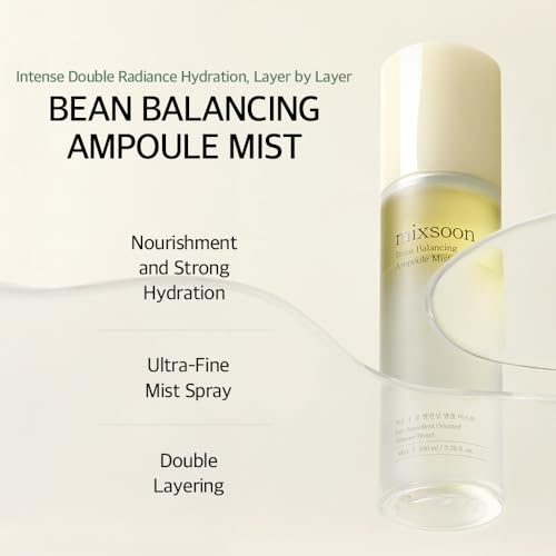 mixsoon Bean Balancing Ampoule Mist - Hyaluronic Acid, Hydrating Face Mist, Soothing for Face, Oil balance For Hydrated Radiance 100ml / 3.38 fl.oz. Korean Glass Skin Care