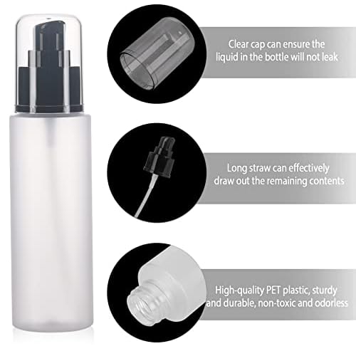 SOOKDEO Mini Dispenser Portable Free Refillable Bottle with Pump & Lid for Travel Shampoo Conditioner Shower Soap Work Hand Dish Soap Lotion Makeup Essential Oil, 10 Pack, 3oz, 100ml (Cream White)