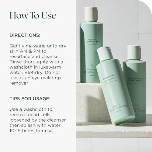 Marini SkinSolutions Clean Zyme - Exfoliating Face Cleanser with Proteolytic Enzymes (Papain from Green Unripened Papaya) - Cruelty Free - Made in the USA - 6 fl oz