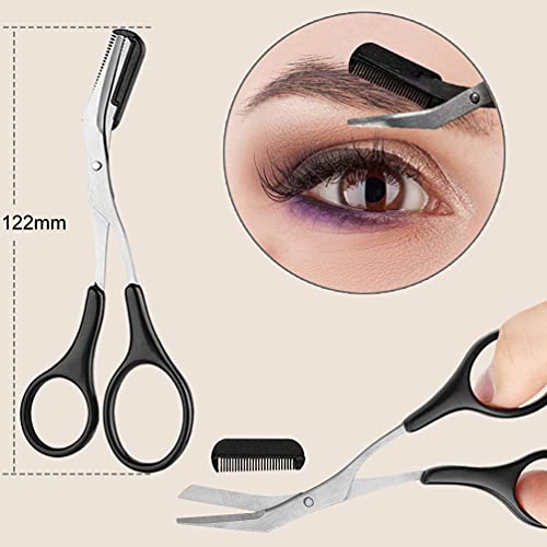 KINGMAS 9PCS Eyebrow Trimmer Kit, Face Razors, Facial Trimmer Shaver, Eyelash Comb, Angled Brush, Grooming Scissors, Brow Tweezers for Women