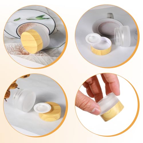 32 Pcs Glass Cosmetic Containers 5 Grams Round Frosted Cosmetic Jars with Leak proof lids Empty glass sample Jars Scrub Balm Lotions Sample Containers for Makeup Lotion Lip Balm Eye Cream