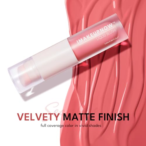 imakeupnow Liquid Blush Stick for Cheeks Natural Matte Finish Make Up, High Pigment Blush Stick Long-lasting Dewy Cheek Tint With Build in Brush#L001