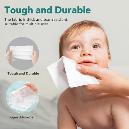 Disposable Face Towels - 100% Cotton Facial Tissues for Dry and Wet Use, Biodegradable Wipes for Makeup Removal and Skin Cleansing, Suitable for Adults and Babies (100 Count, Pack of 3)