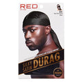 Kiss Red Durag Silky Satin Black Extra Long Tails (12 Pieces)