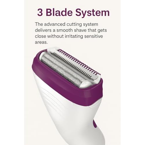 Remington Smooth & Silky Electric Shaver for Women, 3-Blade Battery Operated Foil Shaver and Bikini Trimmer, Shave Wet or Dry