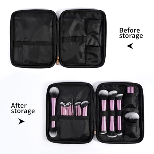 MAANGE 20 PCS Makeup Brush Set with Bag, Double-ended Kabuki Brush Foundation Contour Brush for Liquid Powder Concealer Eye Shadows Cream Cosmetics Blending Blush Face Makeup Tools with Case (Pink)