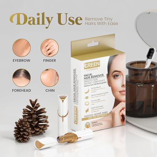 Facial Hair Remover for Women ? Gentle & Painless Removal for Peach Fuzz, Lip & Chin ? USB Rechargeable