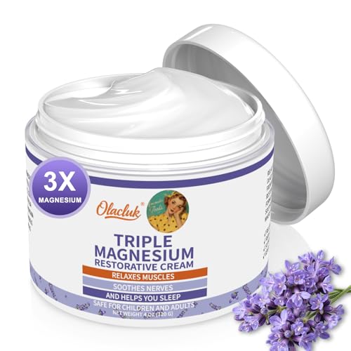 Magnesium Lotion for Sleep - Nighttime Magnesium Butter Cream for Feet & Leg, Topical Sweet Sleep Body Butter - Relaxing, Soothing for Kids & Adults (4 oz, Lavender)