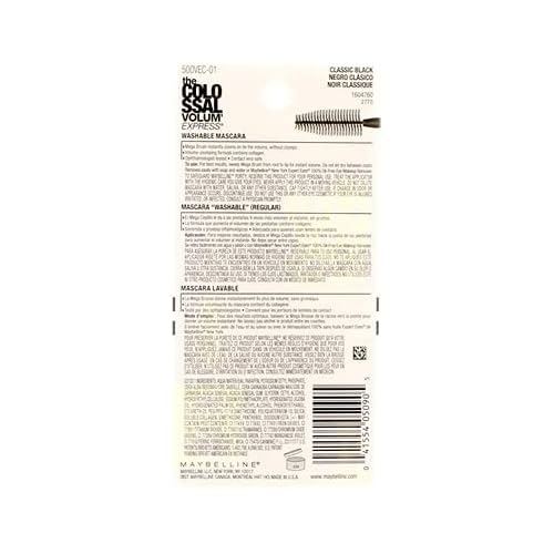 Maybelline New York The Colossal Volum' Express Washable Mascara, Classic Black 231, 0.31 Fl Oz