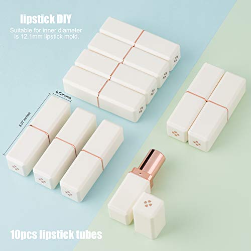 Allwon 10Pcs White Empty Lipstick Tubes DIY Lip Balm Container (Square Tube)