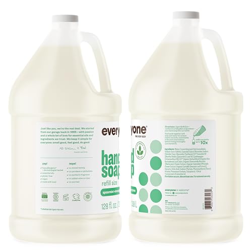 Everyone Liquid Hand Soap Refill, 1 Gallon, Spearmint and Lemongrass, made with Essential Oils for kitchen and bathroom