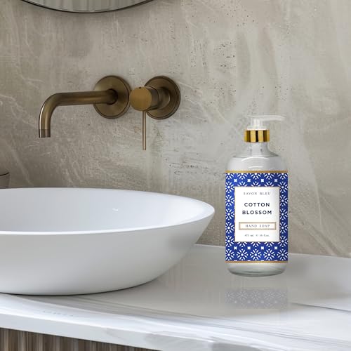 Savon Bleu Hand Soap Collection - 16oz Glass Bottles - 8 Pack - Home and Body Company - French Lavender, Cotton Blossom, Orange Blossom, Lemon Verbena