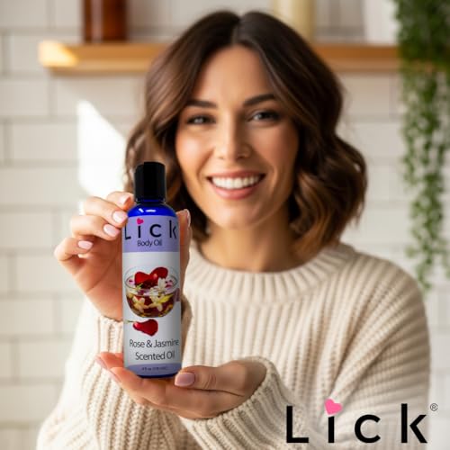 LICK Rose & Jasmine Floral Scented Body Oil ? Lightweight Daily Hydration with Almond Oil & Vitamin E ? 4 oz