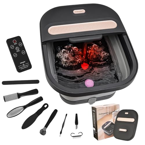Collapsible Foot Spa Bath with Massager and Heat and Bubble Jets, Temperature Control, Remote Control, Pumice Stone, Pedicure Foot Spa for Relaxation Gift for Women Man