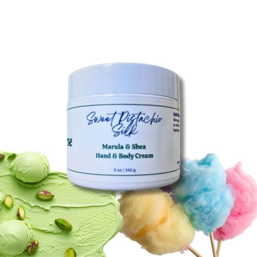 Sweet Pistachio Silk Body Cream with Marula Oil & Shea Butter | Gourmand Pistachio, Cotton Candy & Vanilla Scent | Deeply Hydrating Moisturizer for Dry, Sensitive Skin