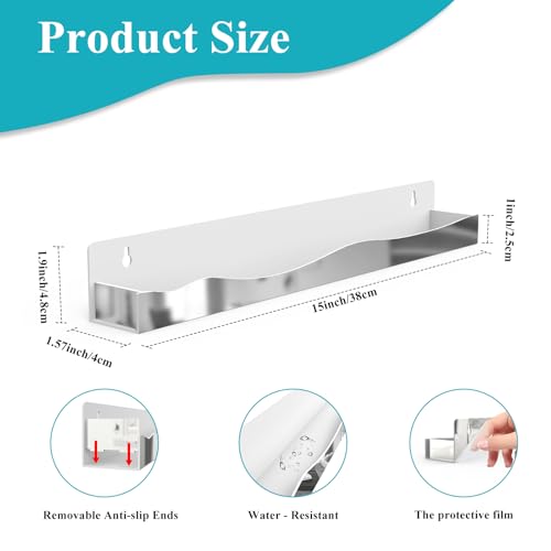 Nail Polish Wall Rack Mirror Silver Acrylic Floating Shelves 15 Inch 6 Pack Kids Bookshelf Tattoo Ink Essential Oils Figurine Display Shelf Spice Rack for Salons Retailers Home