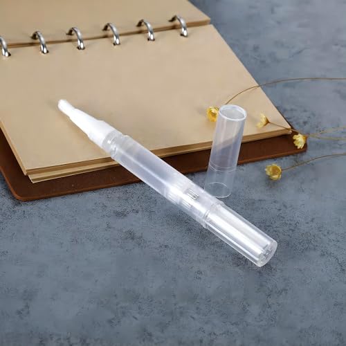 30 Pack 5 ML Cuticle Oil Pens, Empty Nail Oil Pen Transparent Twist Pens with Brush Tip Cosmetic Lip Gloss Containers Applicators Eyelash Growth Liquid Tube with Sticker