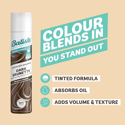 Batiste Dry Shampoo in Divine Dark with a Hint of Colour 350ml, Designed for Brunettes, No Rinse Spray to Refresh Hair in Between Washes, No White Residue for Dark Hair - 2 Pack