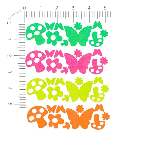 Sasswear Blacklight Body Stickers - Neon Fashion Accessories for Raves, Festivals and Glow Parties, 40/pk (Mushroom)