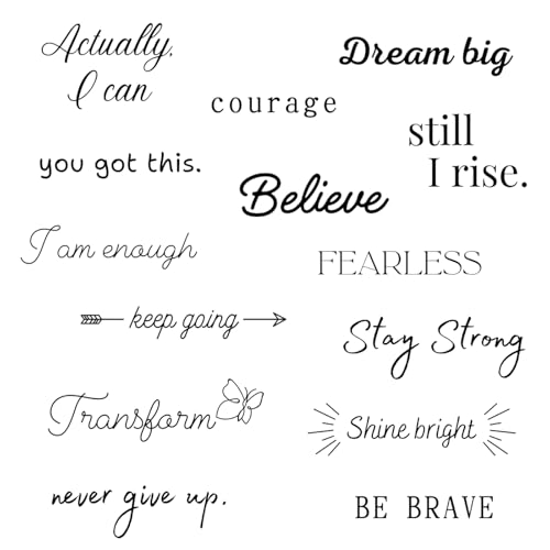 One Grace Believe Collection - Inspirational and Motivational Words Small Temporary Tattoos - Realistic Long Lasting Waterproof Black Mini Tattoos for Women and Men
