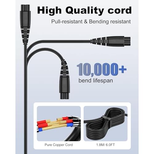 5V Charger for Remington Shaver - Auto Power Off & Charging Display 5V1A Power Cord Compatible with HC5870 HC4250 PF7500 PF7600 PG6250 PG6255 PG6170 PG6171 XR7000 XF8550 XF8700 XR1400 XR1430 HC5950