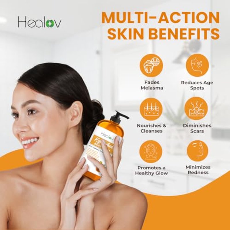 Kojic Acid Soap for Hyperpigmentation ? Skin Brightening Kojic Papaya Body Wash ? Dark Spot Soap Reduces Acne, Scars, and Evens Tone ? Turmeric Body Wash for Brighter Glowing Tone