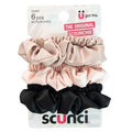 Scunci Satin Scrunchie for Glam Comfort All Day Long in Rich Neutral Tones, 6ct