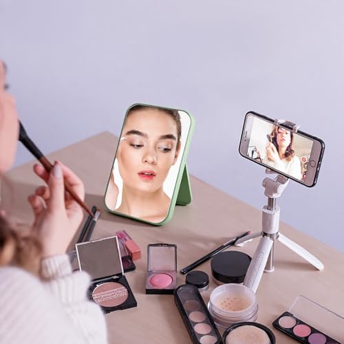 12Pcs Desktop Makeup Mirror 7.87inch Small Vanity Mirror with Stand, 90¡ÆAdjustable Portable Foldable Makeup Mirrors for Vanity Table, Office, Travel(4 Color)