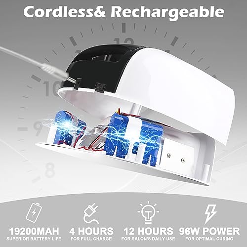 96W UV LED Cordless Nail Lamp,Nail Dryer with 42 Beads,UV Light for Gel Nails Manicure for Fingernails & Toenails,Professional LED Nail Lamp for Salons with 4 Timer Settings and Smart Sensor