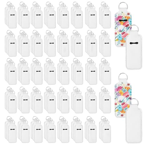 120 Pcs Sublimation Lipstick Holder Keychain with Key Ring Heat Transfer Blank Travel Keychain Small Items Organizer for Women Travel Supplies