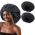Donna Premium Collection Shower Cap Waterproof Super Jumbo Bonnet 2pc Shower Caps for Women Reusable Waterproorf BLACK