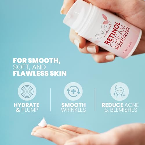 Eva Naturals Anti-Aging Retinol Cream For Face - Anti-wrinkle Retinol-Complex Moisturizer Day & Night Cream w/Hyaluronic Acid & Vitamin E For Women & Men - Reduce Fine Lines & Dark Spots - 1.7 Fl Oz