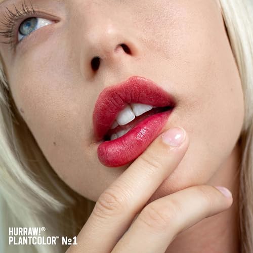 Hurraw! Plantcolor Lip Color No. 1: Red shade. Highly pigmented tinted balm and lipstick alternative. Vegan and all-natural. Easy application. Buildable. First of its kind. Made in USA