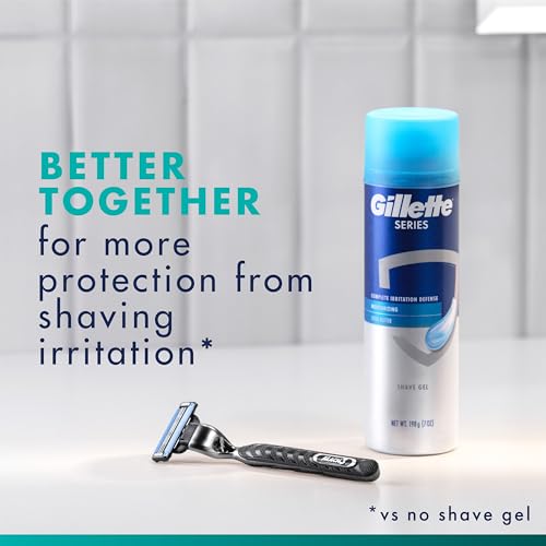 Gillette Mach3 Shaving Razor for Men, 1 Razor Gillette 3-Blade Handle for Men¡¯s Grooming, 10 Razor Blade Refills, Lubrication Strip