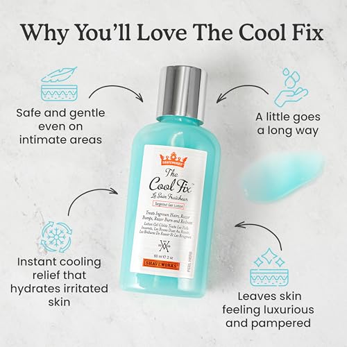 Shaveworks The Cool Fix Aftershave for Women: Pubic Hair Removal, Razor Bumps, Razor Burns, Ingrown Hair Treatment ? After Shaving Post Waxing Bikini Area Moisturizing Skin Care Gel 2 Fl Oz