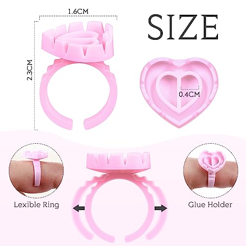 Glue Rings for Eyelash Extensions Lash Disposable Lash Glue Rings for Beauty Salons Holder Fanning Cups Eyelash Extension Supplies(1000 Pcs,Heart Style)