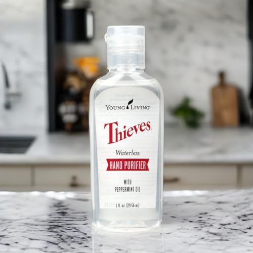 Young Living Thieves Waterless Hand Purifier with Peppermint Oil | 1 oz | Convenient, Refreshing, and Gentle Cleanser for Soft Hands | 6 Pack