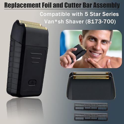 Shaver Foil Head Cutter Bar Replacement,Compatible with Wahl 5 Star Series Vanish Shaver 8173-700,High Performance Shaving Accessorie, Black (2 Pack)