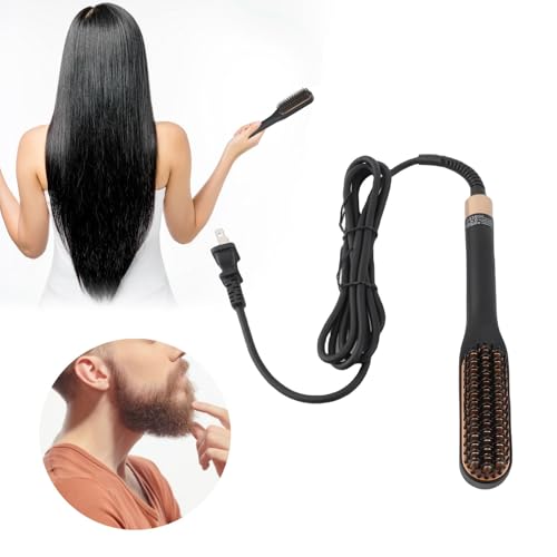 Beard Straightener, Heated Hair Straightening Brush with with 3 Adjustable Temps, Electric Beard Straightening Comb, Beard Comb, Multifunctional Beard Straightener Brush Unique Gifts for Men Women