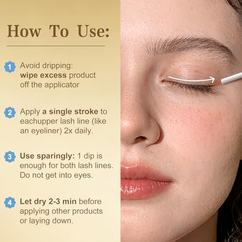 Lash Serum for Eyelash Growth, Peptide Infused Formula - Visible Results in 7 Days Rapid Eyelash Growth Serum to Boost Longer Fuller and Thicker Looking Lashes for Sensitive Eyes (3 mL)