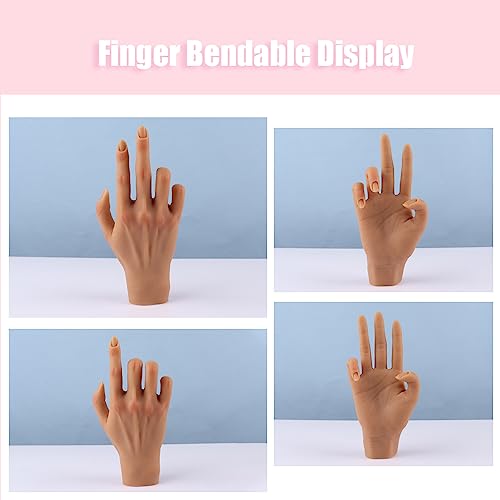 Silicone Practice Hand for Acrylic Nails, Mannequin Hands for Nails Practice with Adjustable Bracket, Life Size Fake Hand for DIY Nails/Nail Art Beginners/Nail Salon Artists